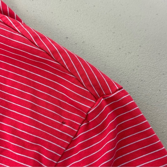 Johnnie-O Hangin' Out Red Striped Polo Short Sleeve Men's Large Shirt HOLE FLAW - Picture 8 of 11